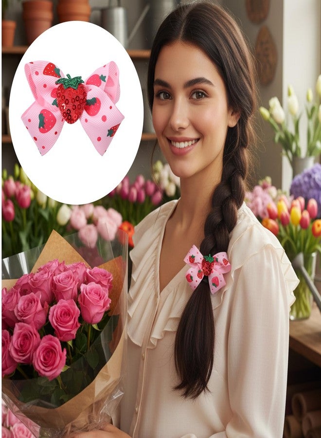Matwsec 4PCS Strawberry Hair Clips Strawberry Bow Hair Accessories for Women Birthday Party Summer Dress Decor Gifts - Image 4
